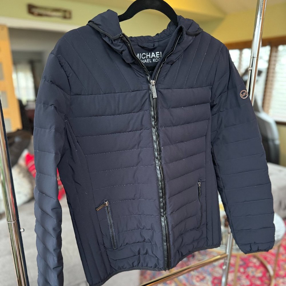Michael Kors Navy Packable Downfill Quilted Jacket